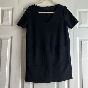 FABRIK Black Suede Shift Mini Dress Small